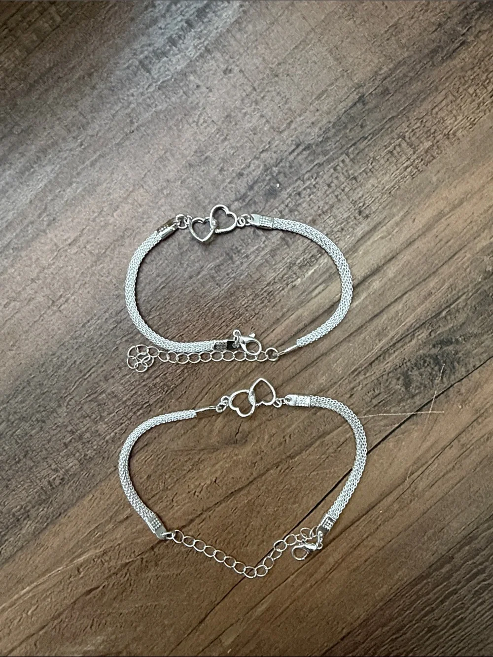 Silver Double Heart Bracelet - Women's Jewelry